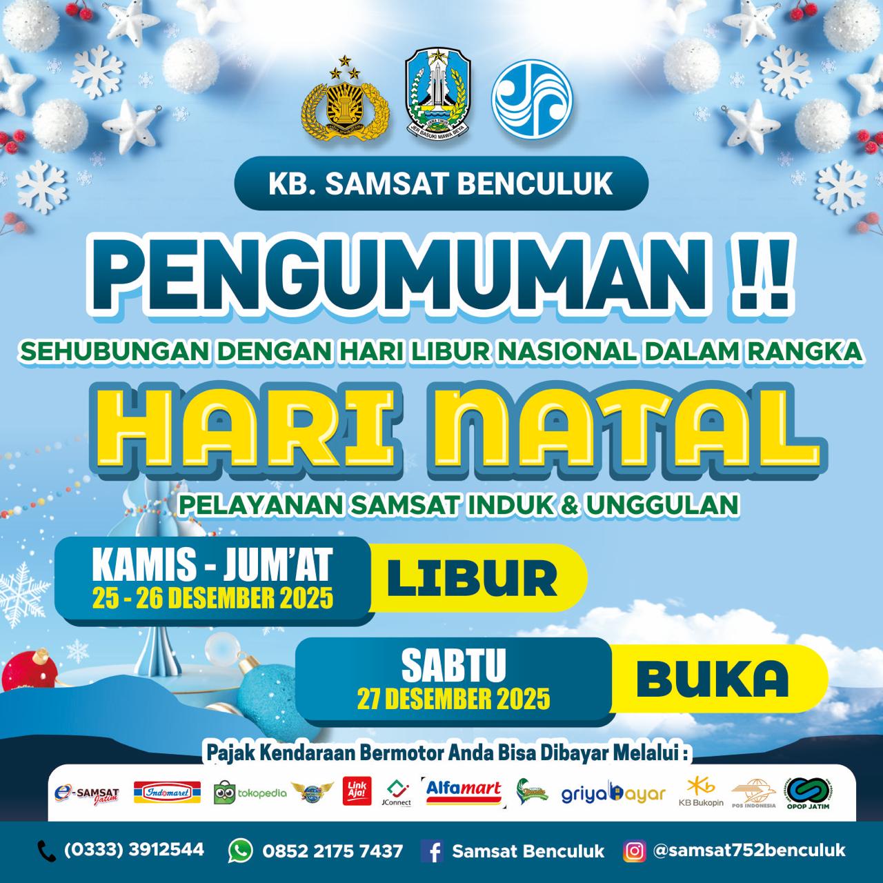 Gambar 📢 PENGUMUMAN  LAYANAN KANTOR BERSAMA SAMSAT BANYUWANGI & BENCULUK